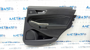 Door trim card rear right Ford Edge 19-23 black Titanium, insert and armrest black leather, white stitching, scratches