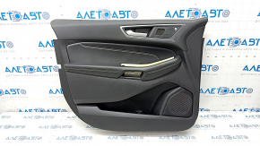 Door trim card front left Ford Edge 19-23 black Titanium, insert and armrest black leather, white stitching, for Bang & Olufsen music, for seat memory, scratches, broken fastening of the cap