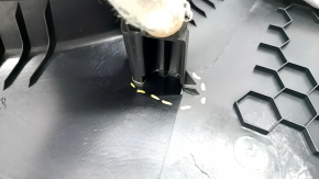 Lower left center pillar trim Ford Edge 15 - black, plastic turned white, scratches, broken mount