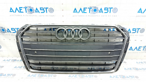 Radiator grille assembly Audi A4 B9 17-19 with emblem, for parking sensors, light chrome, sand