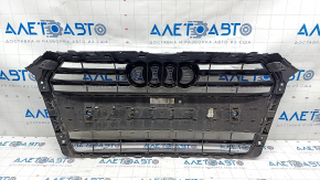 Radiator grille assembly Audi A4 B9 17-19 with emblem, for parking sensors, light chrome, sand