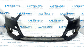 Bare front bumper Audi A4 B9 17-19 S-Line graphite, without washers, for 4 parking sensors, parking sensor mounts are broken