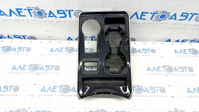 Center console trim with cup holder Ford Edge 19 - black, under parking sensors, scratches, coating swelled