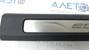 Front left door sill trim Ford Edge 15 - black with backlight, scratches, broken mount