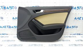 Door trim card front right Audi A4 B8 13-16 rest black with beige insert leather, armrest leather, molding under the tree structure, sedan, break crepe, break mesh, scratch
