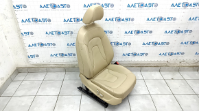 Passenger seat Audi A4 B8 13-16 without airbag, electric, beige leather, scratches on leather and lining, needs cleaning