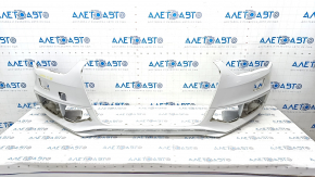 Bare front bumper Audi A4 B8 13-16 rest, white, under headlight washers, dent, scratches, broken fasteners