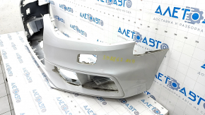 Bare front bumper Audi A4 B8 13-16 rest, white, under headlight washers, dent, scratches, broken fasteners