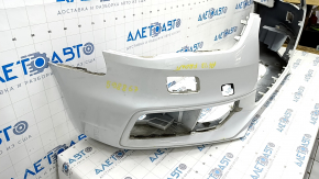 Bare front bumper Audi A4 B8 13-16 rest, white, under headlight washers, dent, scratches, broken fasteners