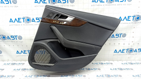 Door trim card rear right Audi A4 B9 17-19 black, black armrest, leather, wood insert, Bang and Olufsen, broken fastening, butt