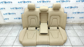Rear row of seats 2nd row Audi A4 B8 13-16 beige leather, solid back, needs cleaning, tear, dented