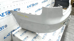 Bare rear bumper Audi A4 B8 13-16 rest without parking sensors S-Line, white, frame broken, torn, dented, broken fasteners