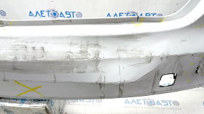 Bare rear bumper Audi A4 B8 13-16 rest without parking sensors S-Line, white, frame broken, torn, dented, broken fasteners
