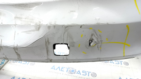 Bare rear bumper Audi A4 B8 13-16 rest without parking sensors S-Line, white, frame broken, torn, dented, broken fasteners