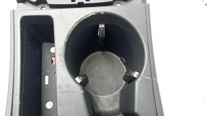 Central console armrest and cup holders Audi A4 B8 13-16 rest leather black with beige, scratches, missing plug