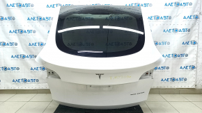 Trunk door bare with glass Tesla Model Y 20- white PPSW, with brake light, painted 0.3, scratches on glass