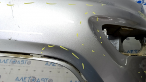Front bumper bare top part under the trim Jeep Grand Cherokee WK2 17- silver, dented, scratches, broken fasteners, non-factory holes, made