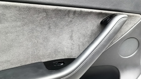 Door trim card rear left Tesla Model Y 20- leather black type 1, with speaker, with suede insert, with window lift control, with door opening button, scratches