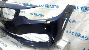 Bare front bumper BMW 4 F32/33/36 14-20 for parking sensors, headlight washers and PMA, blue, scratches