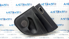 Door trim card rear right Jeep Grand Cherokee WK2 14-16 black with black insert leather, armrest leather, white stitching, molding with chrome, under matte black wood
