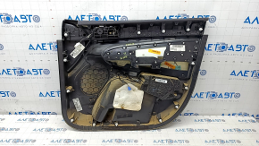 Door trim card front left Jeep Grand Cherokee WK2 14-21 black with black insert leather, leather armrest, white stitching, molding with chrome, under matt black wood, under seat memory, backlight, fie