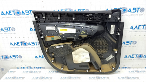 Door trim card front right Jeep Grand Cherokee WK2 17- black, with black insert leather, armrest leather, molding with chrome, under matt black wood, scratches