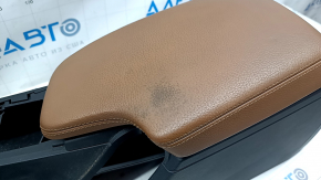 Central console armrest BMW 4 F32/33/36 14-16 black, armrest leather brown, worn armrest, needs cleaning