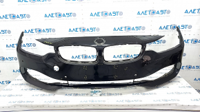 Bare front bumper BMW 4 F32/33/36 14-20 for parking sensors without headlight washers and PMA, black, scratches, pressed, sand, non-factory holes