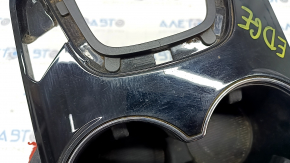 Center console trim with cup holder Ford Edge 15-18 black type 2, scratches, crack