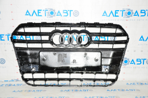 Radiator grille assembly Audi A6 C7 12-15 pre-restored for parking sensors, black gloss