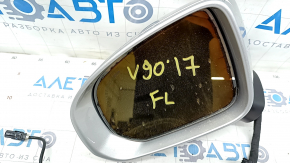 Left side mirror Volvo V90 17-22 usa 14+1 pins, turn signal, heated, auto-dimming, BSM, camera, silver, driftwood, mirror element darkened