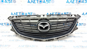 Radiator grill Mazda 6 13-17 complete with badge, chrome, sand on chrome, broken mount