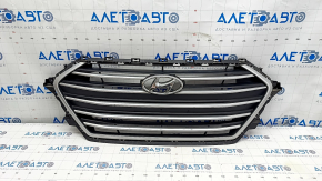 Radiator grill grill Hyundai Elantra AD 17-18 prerest, matte chrome, with emblem, scratches, sand, non-factory holes