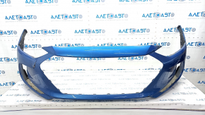 Front bumper bare Hyundai Elantra AD 17-18 pre-rest blue, torn, dented, scratches, broken mount