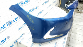 Front bumper bare Hyundai Elantra AD 17-18 pre-rest blue, torn, dented, scratches, broken mount