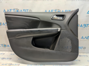 Door trim card front left Dodge Journey 11- black with black insert leather, armrest leather, black stitching, scratches