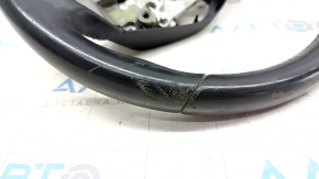 Naked steering wheel Mazda 6 13-21 black leather, gray insert, worn, for re-upholstery, for dry cleaning