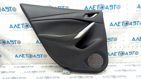 Door trim card rear left Mazda 6 16-17 touring, black leather, chrome insert, for cleaning