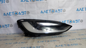 Tesla Model X 16-21 BASE front right headlight complete, broken lower and small mount guide, cobweb, sand