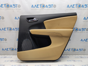 Door trim card rear right Dodge Journey 11- black with dark beige insert leather, armrest leather, black stitching