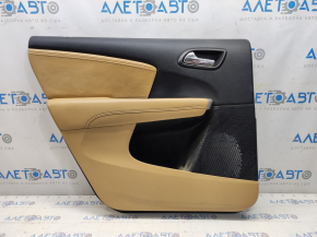 Door trim card rear left Dodge Journey 11- black with dark beige insert leather, armrest leather, black stitching