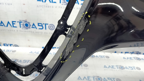 Bare front bumper Alfa Romeo Stelvio 18-21 without parking sensors and headlight washers, black, broken fasteners, dented, scratches