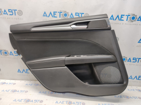 Door trim card rear left Ford Fusion mk5 13-16 black with black insert cloth, armrest leather, molding gray matte, scratches