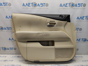 Door trim card front left Lexus RX350 RX450h 10-15 beige with beige insert leather, armrest leather, for seat memory, for cleaning, dented leather