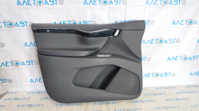 Door trim card front left Tesla Model X 16-21 black, molding wood, tear and pokes on leather, scratches on molding