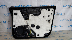 Door trim card front left Tesla Model X 16-21 black, molding wood, tear and pokes on leather, scratches on molding