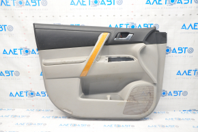 Door trim card front left Toyota Highlander 08-13 gray, armrest gray leather, insert for light wood, for cleaning