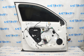 Door assembly front left VW Passat b7 12-15 USA white LB9A, painted 0.25mm, butt, dented corner, scratches on glass, cracked trim