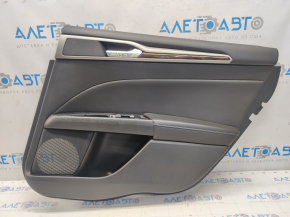 Door trim card rear right Ford Fusion mk5 13-16 black with black insert leather, armrest leather, molding under wood gloss, scratches, bumps