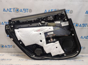 Door trim card rear right Ford Fusion mk5 13-16 black with black insert leather, armrest leather, molding under wood gloss, scratches, bumps
